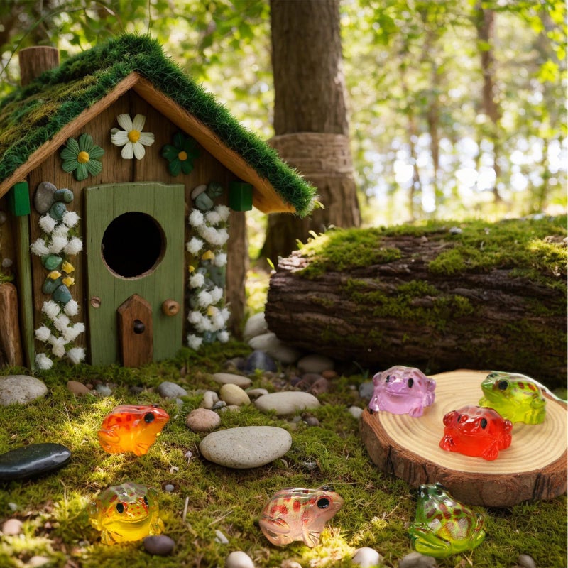 HOMICO 40 Pieces Resin Mini Frogs Luminous Mini Animals Tiny Animals for Crafts Dollhouse Fairy Garden Micro Moss Landscape Aquarium Potted Plant Decor - Image 4